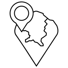 Minimal National Map Line Art Icon 