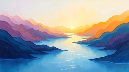 Serene Mountain Landscape with River