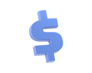 A blue dollar symbol resembling a peso sign with a capital rendered in a realistic 3D plastic cartoon style.