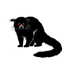 Fierce Binturong Vector Art with Red Eyes – Exotic Wildlife Illustration