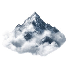 Snow-capped mountain rising from clouds