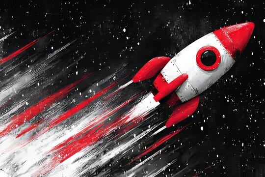 A vintage Soviet poster commemorating Cosmonautics Day on April 12 features a rocket illustration in the classic Soviet style, symbolizing space exploration and retro propaganda, highlighting
