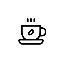Icon of a steaming coffee mug with a bold black outline, representing hot beverages, cafes, or morning routines.