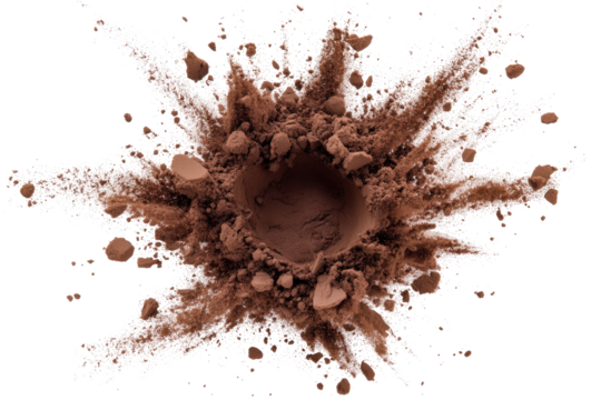 Exploding cocoa powder