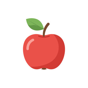Colorful Flat Icon of a Glossy Red Java Apple Fruit
