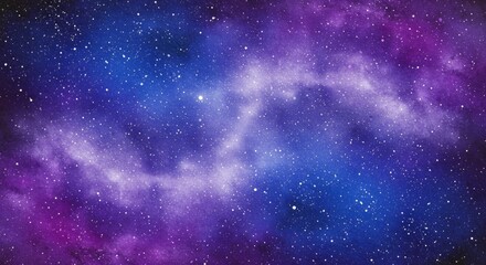 Naklejka premium Mysterious Galaxy Watercolor Texture Cosmic Purples Deep Blue Hues