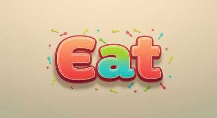 Colorful 3D Eat Text Effect Delicious Typography Design