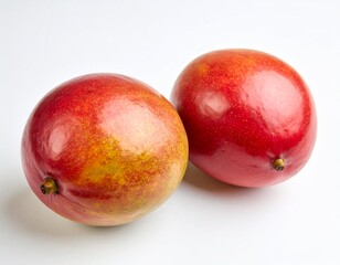 Slices of juicy mango, showcasing its beautiful color and succulent texture, ideal for food photography, recipes, or conveying a refreshing vibe, mango in white background