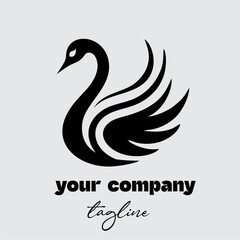Elegant Swan Logo Design – Minimalist and Graceful Branding Symbol