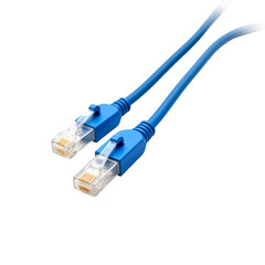 Blue ethernet cable boot with connectors, isolated on a transparent background 
