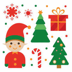 set of christmas elements
