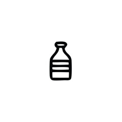 Simple Black and White Bottle Illustration Minimalist Design for Product Packaging or Icon with Horizontal Line Accents Decoration