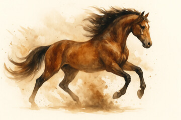 水彩画の馬