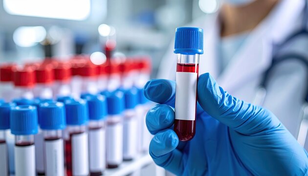Blood Test Sample Lab Technician Medical Analysis.