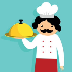 Restaurant design over blue background, vector illustration. Vector illustration.