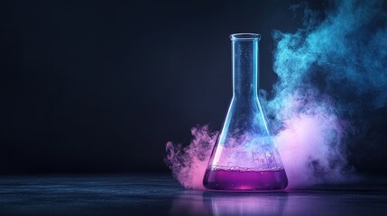A captivating image of a laboratory flask filled with bubbling liquid, emitting colorful smoke, symbolizing the wonder of science and the beauty of experimentation.