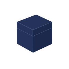 Fototapeta premium Isometric View of a Dark Blue Closed Square Box.
