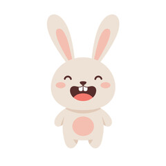 Obraz premium Cheerful Cartoon Bunny with Pink Cheeks and Open Mouth Smiling.
