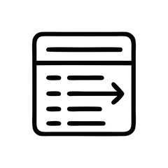 A simple line icon depicting a document or list with an arrow pointing to the right.