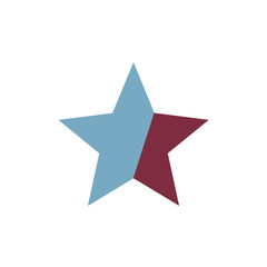 Obraz premium Two-Toned Star: Light Blue and Maroon Geometric Shape with Sharp Points.