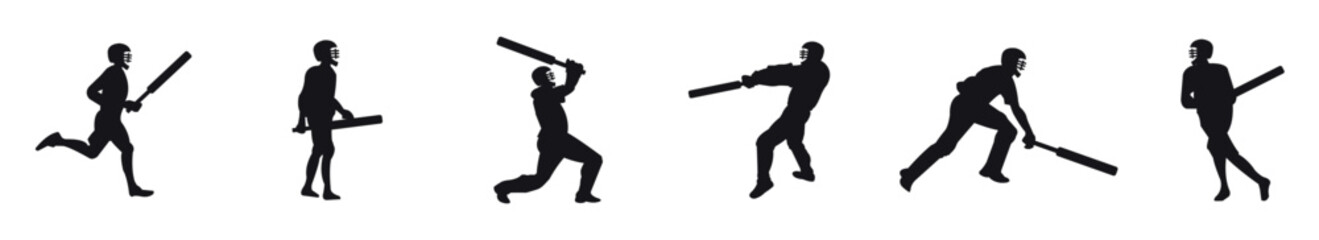 Multiple images of a cricket player, Cricket players vector file. Cricket players in action, Vector illustration

