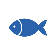 Simple Flattened Illustration of a Blue Fish.