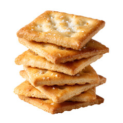 Stack of Salted Square Crackers isolated