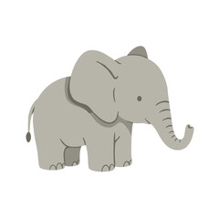 Fototapeta premium Adorable Cartoon Elephant with Upward Trunk and Simple Design.