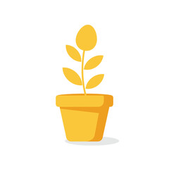 Obraz premium Simple Yellow Plant Growing in a Decorative Flower Pot.