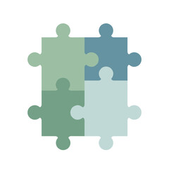 Fototapeta premium Four-Piece Puzzle in Pastel Shades for Teamwork Concept.