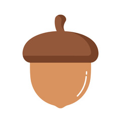 Stylized Acorn Illustration with Brown Cap and Tan Body Simple Design.