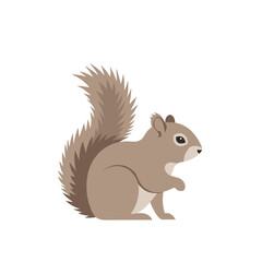 Obraz premium Stylized Squirrel with Bushy Tail and Neutral Tones Facing Right.