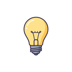 Illuminated Lightbulb Icon: Bright Yellow Glass and Metal Base.