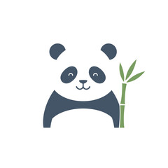 Fototapeta premium Cute Panda with Bamboo Simple and Friendly Design.
