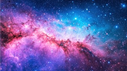 Large colorful nebula with swirling gases and numerous stars in the background of deep space