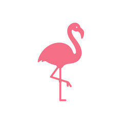 Obraz premium Simple Pink Flamingo Silhouette Against White Background.