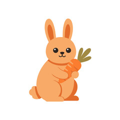 Obraz premium Adorable Orange Bunny Holding a Large Carrot.
