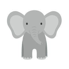 Naklejka premium Adorable Cartoon Elephant with Large Ears and Trunk Facing Forward.