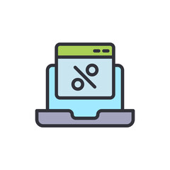Online Discount Promotion Concept Featuring Laptop And Percentage Sign