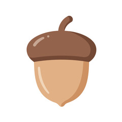 Single Oak Acorn Illustration Brown Cap and Beige Nut.