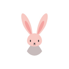 Adorable Pink Bunny with Long Ears and Simple Cute Design.