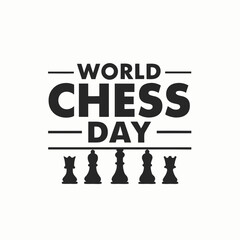 World chess day celebration with iconic chess pieces silhouette design