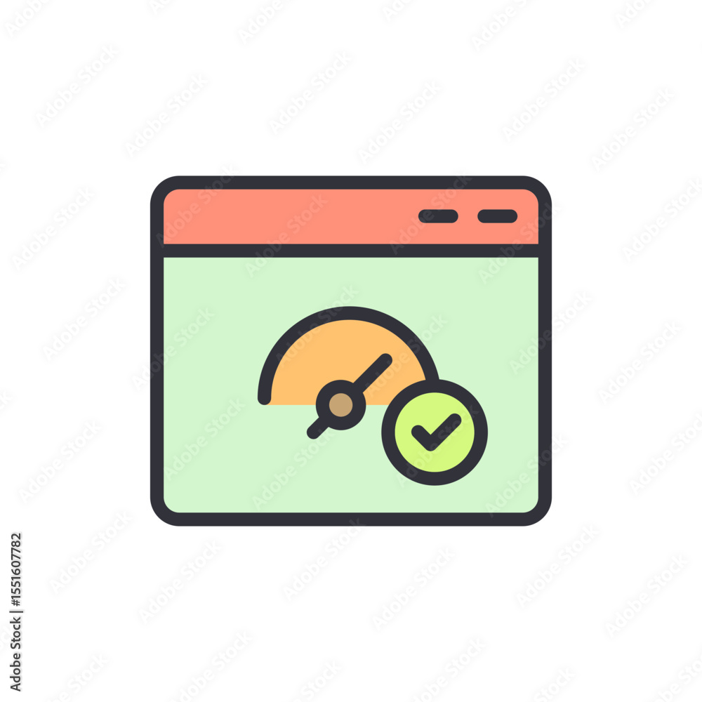 Poster webpage loading speed with checkmark for performance enhancement
