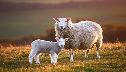 Obraz premium sheep and lamb in the field