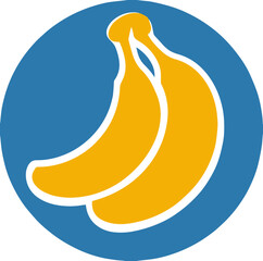 Yellow banana icon in blue circle vector illustration