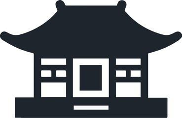 Traditional Korean architecture icon style illustration