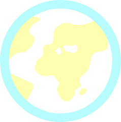 Earth icon vector with yellow continents and blue border