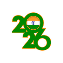 2026 banner with India flag inside.