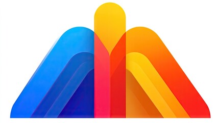 Hyper realistic 3d render Vibrant Abstract Design: Colorful Gradient Shapes AI Generative