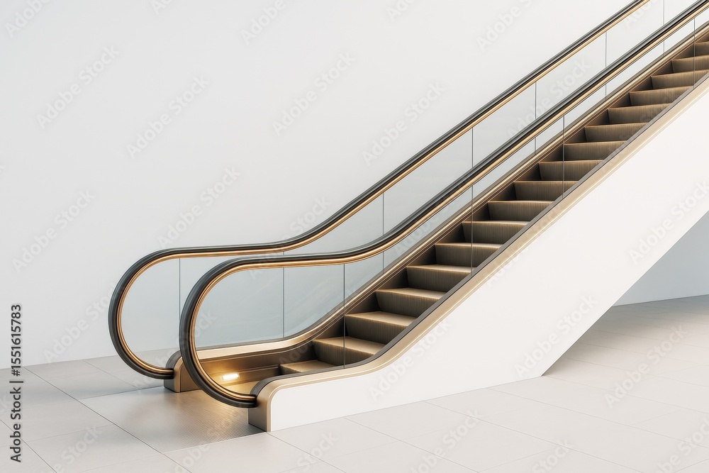 Poster modern indoor escalator with sleek architecture and minimalist design inside a contemporary building